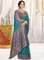 Silk Sky Blue Traditional Wear Weaving Saree